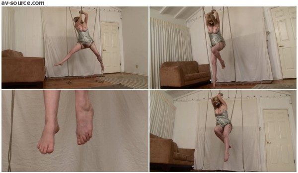 Barefoot Suspension Squirming in Silky Slip - Lorelei - BedroomBondage