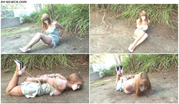 Lorelei Hogtied in her Slip in the Dirt - BedroomBondage