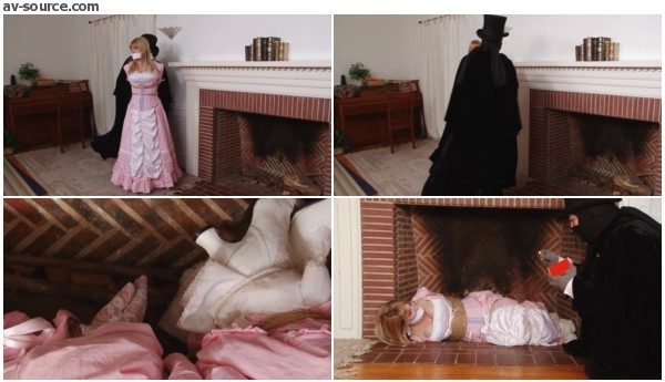 Pink Damsel in the Fireplace - Lorelei and Jon Woods - BedroomBondage