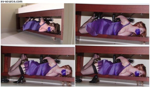 Rich Busty Babe in Evening Gown Hogtied Uncomfortably under the Sink - Lorelei - BedroomBondage